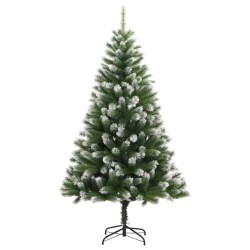 vidaXL Árbol de Navidad artificial con bisagras 300 LED y bolas 210 cm