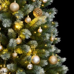 vidaXL Árbol de Navidad artificial con bisagras 300 LED y bolas 180 cm