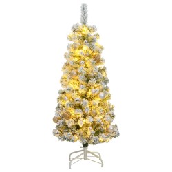 vidaXL Árbol de Navidad artificial con bisagras 150 LED y bolas 150 cm