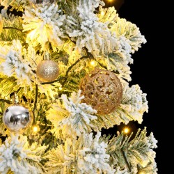 vidaXL Árbol de Navidad artificial con bisagras 150 LED y bolas 150 cm
