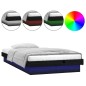 vidaXL Estructura de cama con LED madera maciza negra 100x200 cm vidaXL Estructura de cama con LED madera maciza negra 100x200 cm