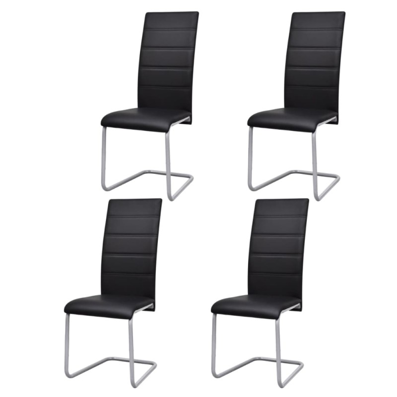 vidaXL Sillas de comedor voladizas 4 unidades cuero sintético negro vidaXL Sillas de comedor voladizas 4 unidades cuero sintético negro