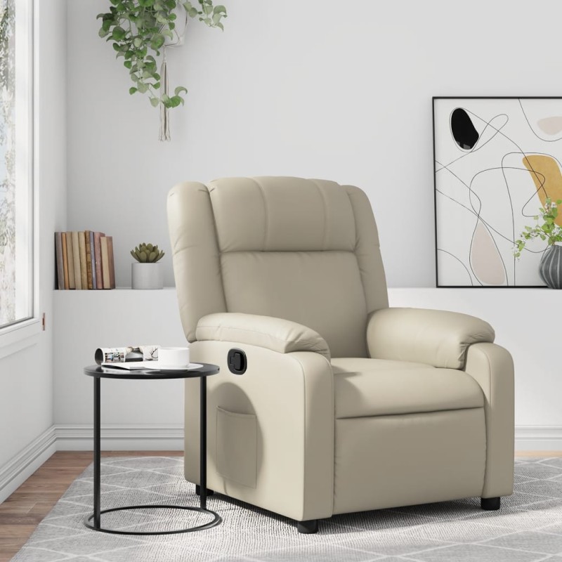 vidaXL Sillón reclinable de cuero sintético crema vidaXL Sillón reclinable de cuero sintético crema