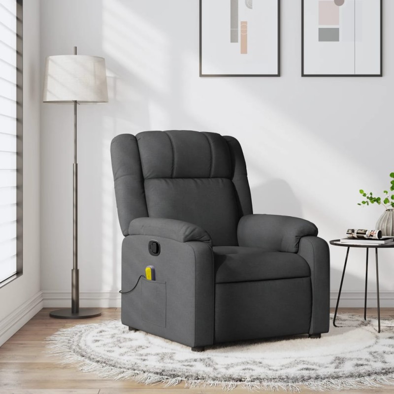 vidaXL Sillón de masaje reclinable de tela gris oscuro vidaXL Sillón de masaje reclinable de tela gris oscuro