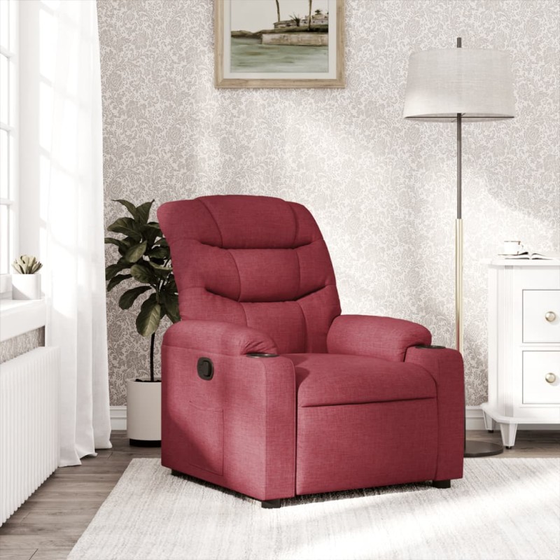 vidaXL Sillón reclinable de tela rojo tinto vidaXL Sillón reclinable de tela rojo tinto