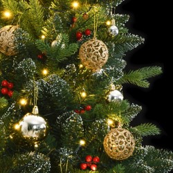 vidaXL Árbol de Navidad artificial con bisagras 300 LED y bolas 180 cm