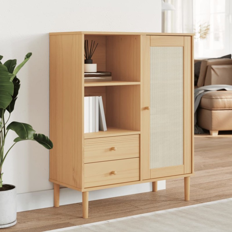 vidaXL Aparador alto SENJA aspecto de ratán madera marrón 90x40x112 cm vidaXL Aparador alto SENJA aspecto de ratán madera marrón 90x40x112 cm