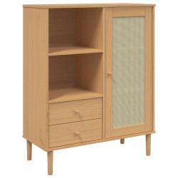 vidaXL Aparador alto SENJA aspecto de ratán madera marrón 90x40x112 cm