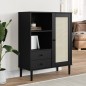vidaXL Aparador alto SENJA aspecto de ratán madera negro 90x40x112 cm