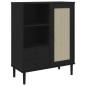 vidaXL Aparador alto SENJA aspecto de ratán madera negro 90x40x112 cm