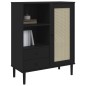 vidaXL Aparador alto SENJA aspecto de ratán madera negro 90x40x112 cm