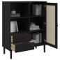 vidaXL Aparador alto SENJA aspecto de ratán madera negro 90x40x112 cm