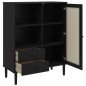 vidaXL Aparador alto SENJA aspecto de ratán madera negro 90x40x112 cm