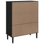 vidaXL Aparador alto SENJA aspecto de ratán madera negro 90x40x112 cm