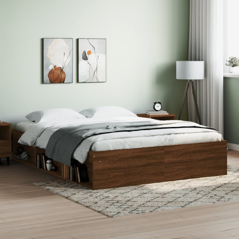 vidaXL Estructura de cama roble marrón 140x190 cm
