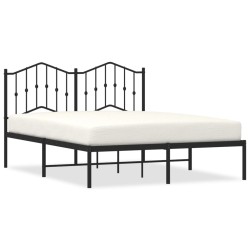 vidaXL Estructura de cama con cabecero metal negro 135x190 cm