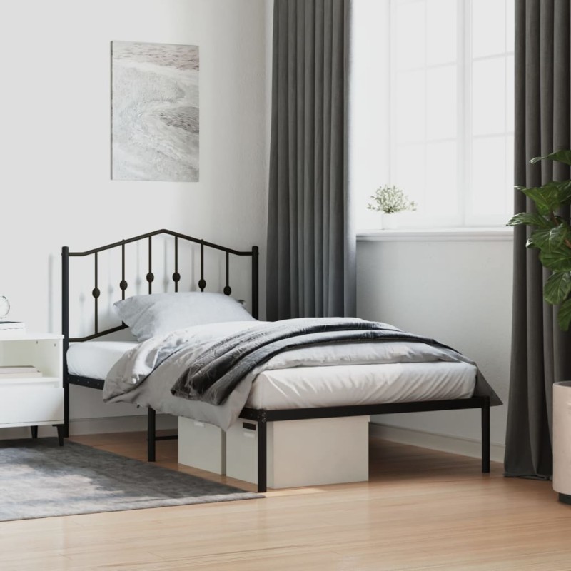 vidaXL Estructura de cama con cabecero metal negro 100x190 cm vidaXL Estructura de cama con cabecero metal negro 100x190 cm