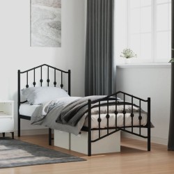 vidaXL Estructura de cama con cabecero y estribo metal negro 75x190 cm