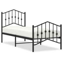 vidaXL Estructura de cama con cabecero y estribo metal negro 75x190 cm