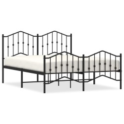 vidaXL Estructura de cama con cabecero y estribo metal negro 140x190cm