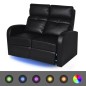 vidaXL Sillón de 2 plazas con LED cuero sintético negro vidaXL Sillón de 2 plazas con LED cuero sintético negro