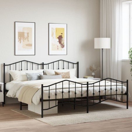 vidaXL Estructura de cama cabecero y pie de cama metal negro 193x203cm