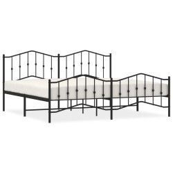 vidaXL Estructura de cama cabecero y pie de cama metal negro 193x203cm