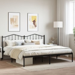vidaXL Estructura de cama con cabecero metal negro 193x203 cm