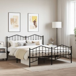 vidaXL Estructura de cama cabecero y pie de cama metal negro 180x200cm