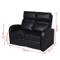 vidaXL Sillón de 2 plazas con LED cuero sintético negro vidaXL Sillón de 2 plazas con LED cuero sintético negro
