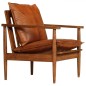 vidaXL Sillón de cuero auténtico marrón con madera de acacia vidaXL Sillón de cuero auténtico marrón con madera de acacia