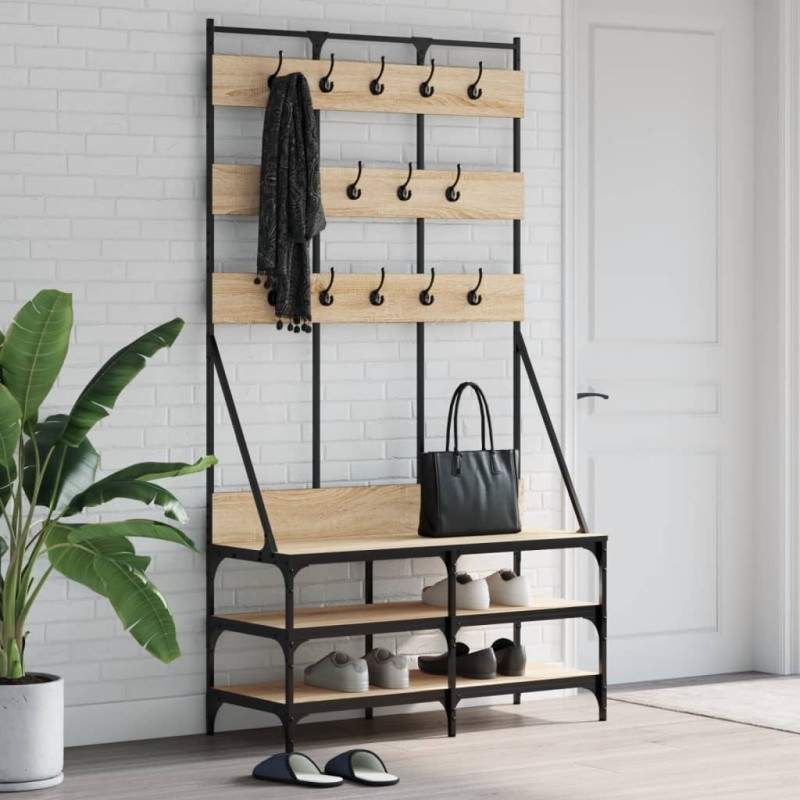 vidaXL Perchero con zapatero roble Sonoma 100x40x184 cm vidaXL Perchero con zapatero roble Sonoma 100x40x184 cm