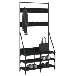 vidaXL Perchero con zapatero negro 90x34x184 cm