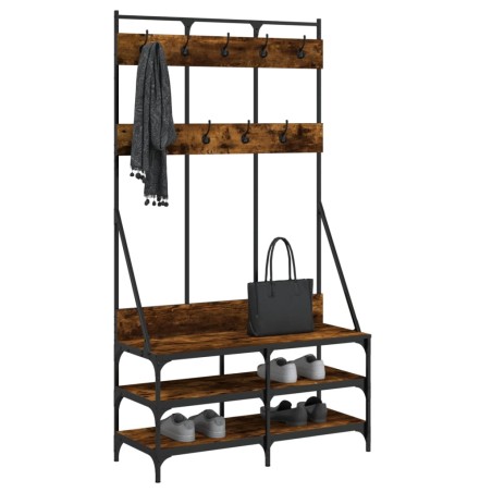 vidaXL Perchero con zapatero roble ahumado 100x40x184 cm