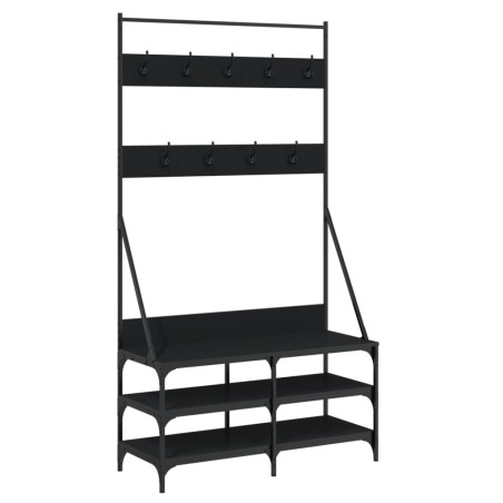 vidaXL Perchero con zapatero negro 100x40x184 cm