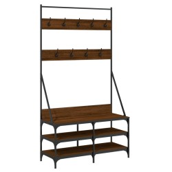 vidaXL Perchero con zapatero roble marrón 100x40x184 cm