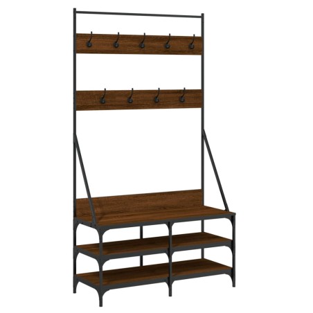 vidaXL Perchero con zapatero roble marrón 100x40x184 cm