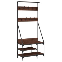 vidaXL Perchero con zapatero roble marrón 80x40x184 cm