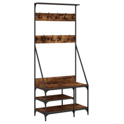 vidaXL Perchero con zapatero roble ahumado 80x40x184 cm