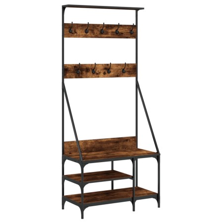 vidaXL Perchero con zapatero roble ahumado 80x40x184 cm