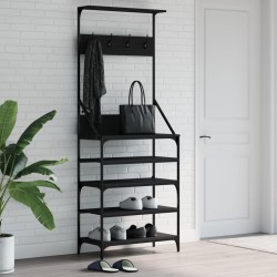 vidaXL Perchero con zapatero negro 70x34x184 cm