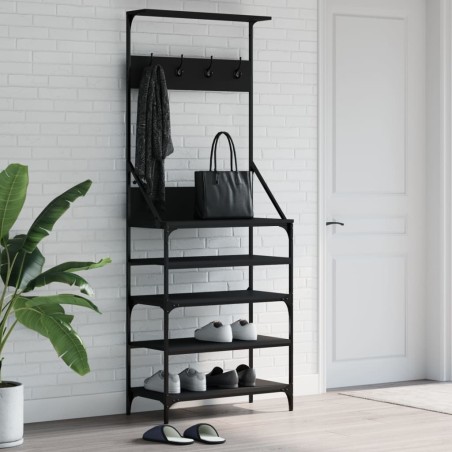 vidaXL Perchero con zapatero negro 70x34x184 cm