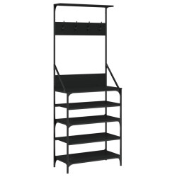 vidaXL Perchero con zapatero negro 70x34x184 cm