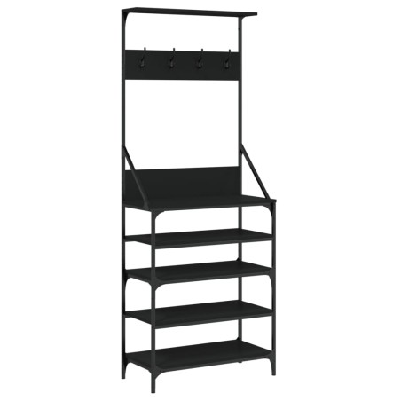 vidaXL Perchero con zapatero negro 70x34x184 cm