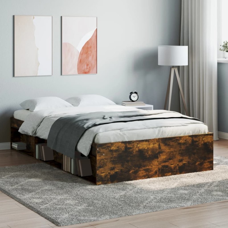 vidaXL Estructura de cama roble ahumado 120x200 cm vidaXL Estructura de cama roble ahumado 120x200 cm