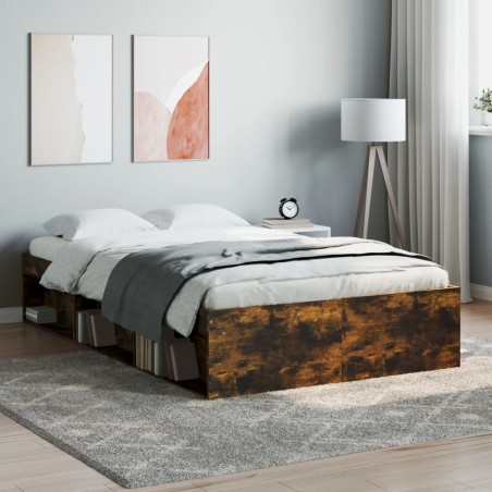 vidaXL Estructura de cama roble ahumado 120x200 cm
