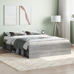 vidaXL Estructura de cama de matrimonio Sonoma gris 135x190 cm