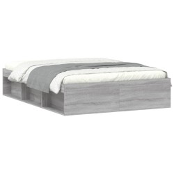 vidaXL Estructura de cama de matrimonio Sonoma gris 135x190 cm