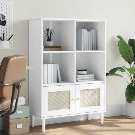 vidaXL Estantería SENJA aspecto ratán madera pino blanco 90x35x130 cm
