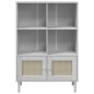 vidaXL Estantería SENJA aspecto ratán madera pino blanco 90x35x130 cm